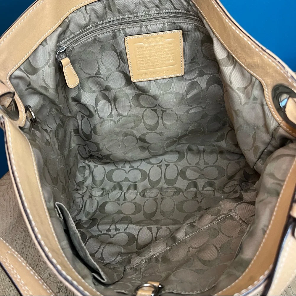 Vintage Coach Slouchy Pebbled Leather Hobo Y2K Shoulder Bag Tan - Picture 11 of 14